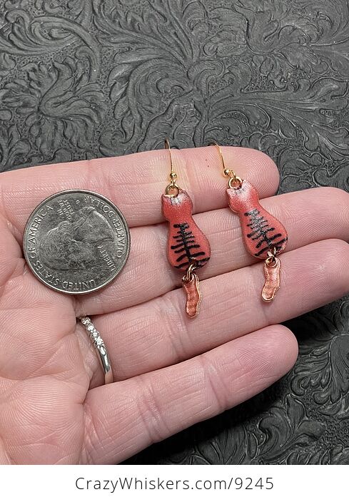 Rear View Ginger Orange Tabby Cat Dangly Tail Earrings - #flBKXrbktZ4-4