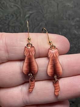 Rear View Ginger Tabby Cat Dangly Tail Earrings #xIyTMCnVhKA