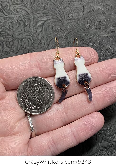 Rear View Siamese Cat Dangly Tail Earrings - #Bi1JSNTUfVY-4