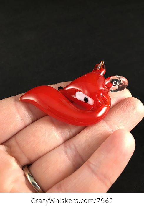 Red Fox Lampwork Glass Pendant Jewelry - #UjD0HiL9t08-3