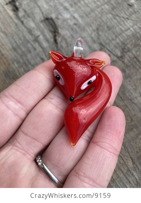 Red Fox Lampwork Glass Pendant Jewelry - #fyEfE7XbqNc-1