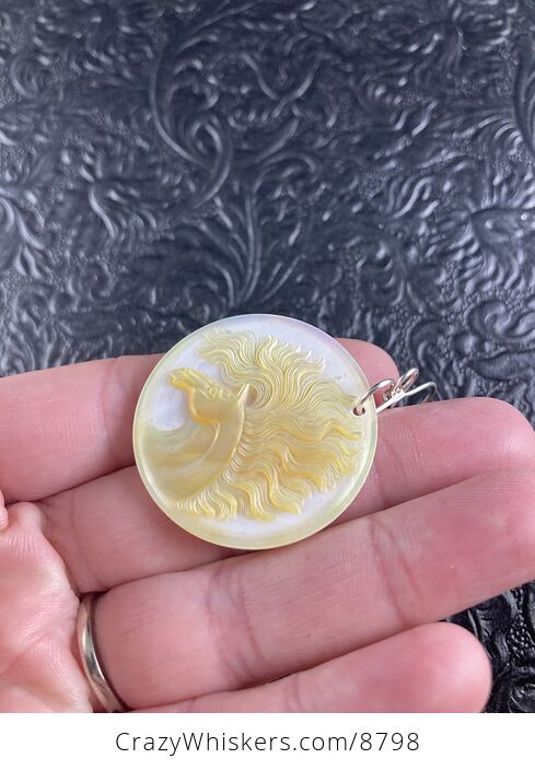Reserved Horse Mother of Pearl Carved Shell Jewelry Pendant - #MJZ1vf5RXiY-5