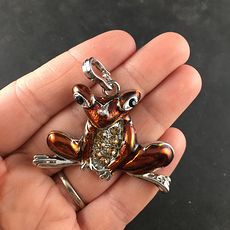 Rhinestone Copper Orange Frog Pendant Jewelry #eiKpQxr7hB8