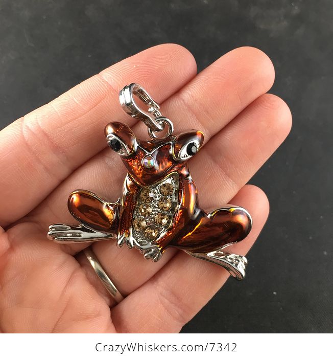 Rhinestone Copper Orange Frog Pendant Jewelry - #eiKpQxr7hB8-1