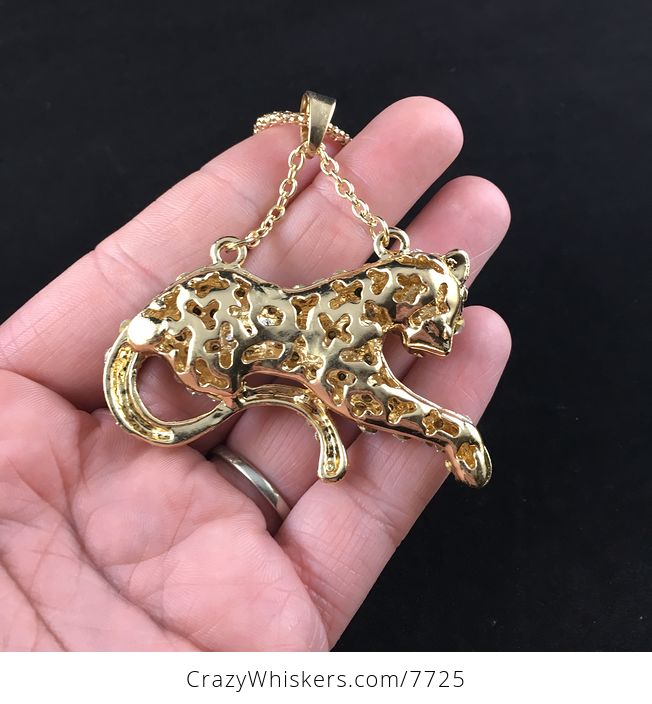 Rhinestone Leopard Big Cat Pendant Necklace Jewelry - #Tfhpq9eElv4-6