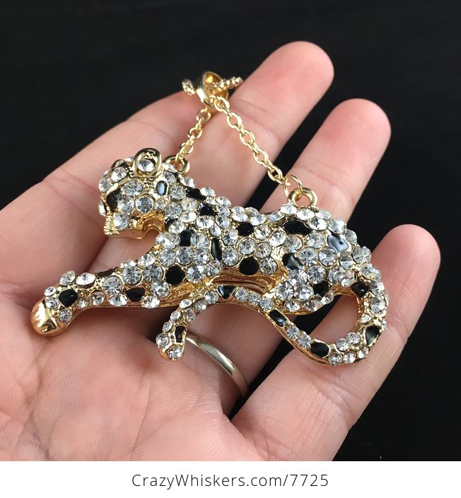 Rhinestone Leopard Big Cat Pendant Necklace Jewelry - #Tfhpq9eElv4-2