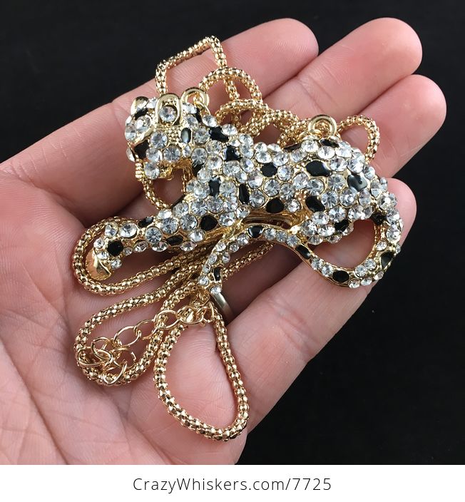 Rhinestone Leopard Big Cat Pendant Necklace Jewelry - #Tfhpq9eElv4-5
