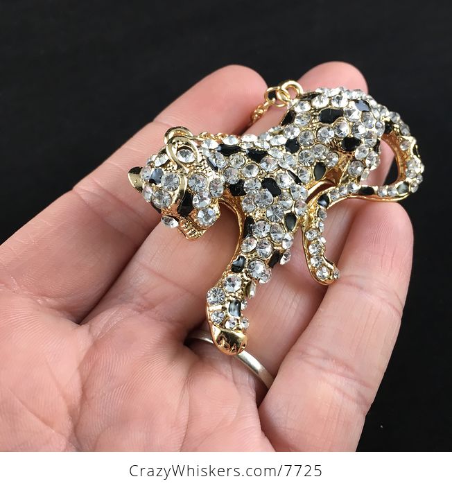 Rhinestone Leopard Big Cat Pendant Necklace Jewelry - #Tfhpq9eElv4-4