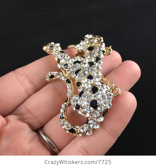 Rhinestone Leopard Big Cat Pendant Necklace Jewelry - #Tfhpq9eElv4-3