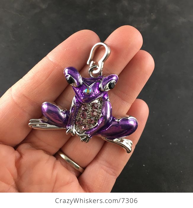 Rhinestone Purple Frog Pendant Necklace Jewelry - #CRt4ugCvX3c-2