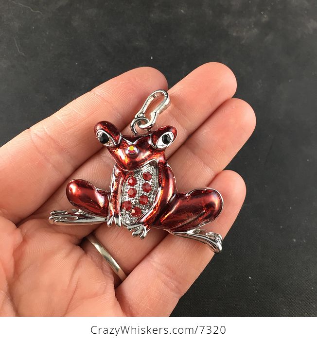 Rhinestone Red Frog Pendant Necklace Jewelry - #XL9QSaD10Zs-2