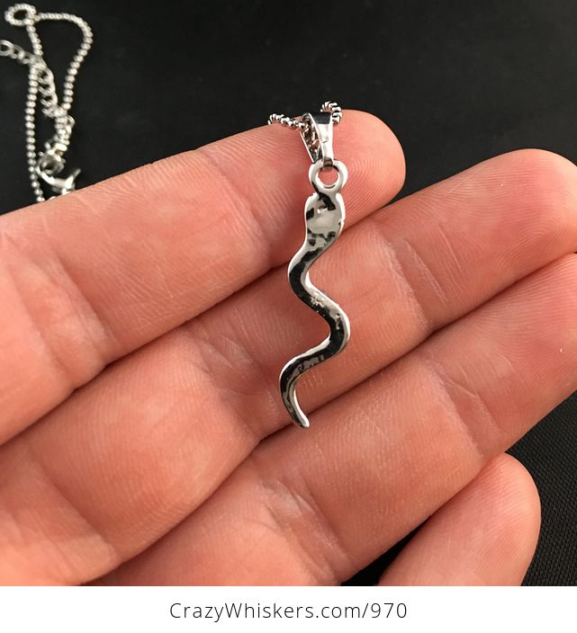 Rhinestone Silver Tone Snake Pendant Perfect Gift for a Snake Lover - #nkMHcqFL8WI-3