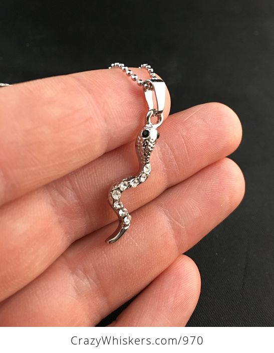 Rhinestone Silver Tone Snake Pendant Perfect Gift for a Snake Lover - #nkMHcqFL8WI-2
