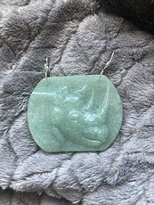 Rhinoceros Carved Green Aventurine Stone Pendant Jewelry #t5E8KfzAYiw