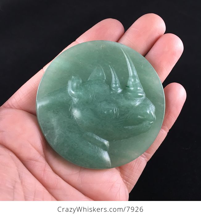 Rhinoceros Carved Green Aventurine Stone Pendant Jewelry - #Dxl7LBMJtHU-1