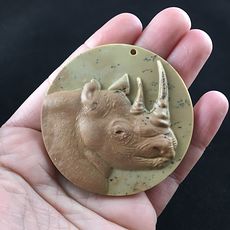 Rhinoceros Carved Ribbon Jasper Stone Pendant Jewelry #UpUPOydX8Gg