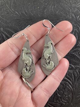 Ribbon Jasper Stone Koi Carp Fish Earrings Jewelry #gXqAwiJikeM