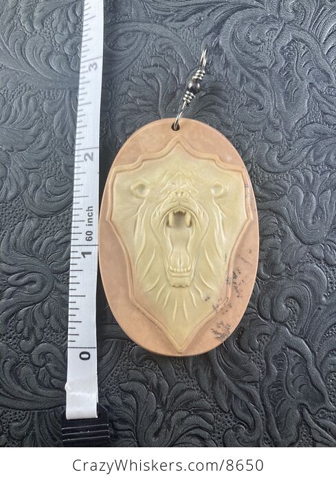 Roaring Bear Carved Jasper Stone Pendant Jewelry Mini Art or Ornament - #IaPOKscN7uA-6