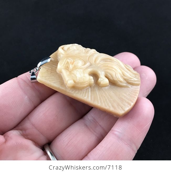 Roaring Male Lion Carved Red Jasper Stone Pendant Jewelry - #BF4WuKhqPq8-4