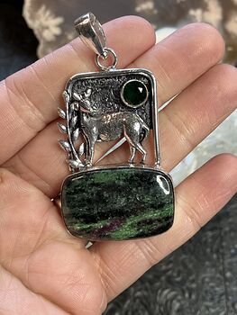 Ruby Zoisite Deer Crystal Stone Jewelry Pendant #cUyhYhHWBo4