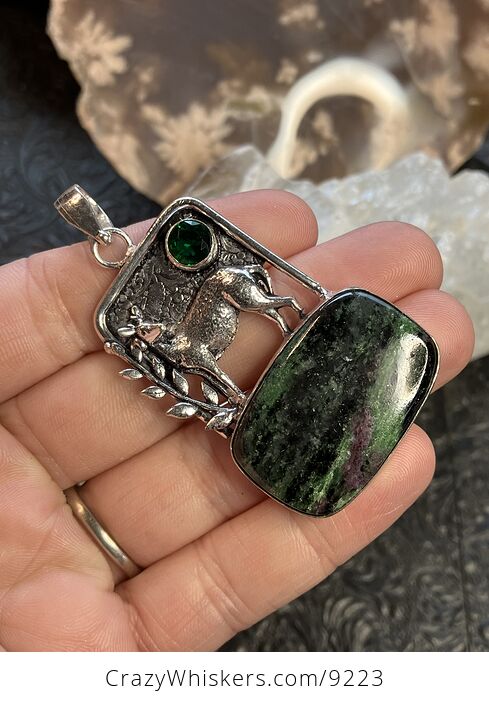 Ruby Zoisite Deer Crystal Stone Jewelry Pendant - #cUyhYhHWBo4-2