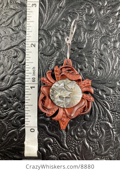 Sailfish Marlin Swordfish Carved in Mother of Pearl Shell and Wood Pendant Jewelry Mini Art Ornament - #vU11LgTVxa0-4
