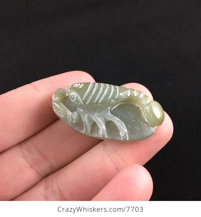 Scorpion Carved in Hetian Jade Stone Pendant Jewelry - #6JkKDDHmn7k-4