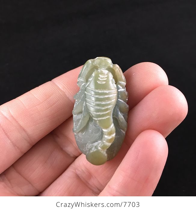 Scorpion Carved in Hetian Jade Stone Pendant Jewelry - #6JkKDDHmn7k-1
