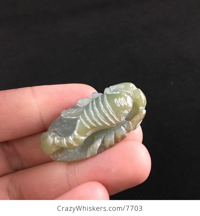 Scorpion Carved in Hetian Jade Stone Pendant Jewelry - #6JkKDDHmn7k-3