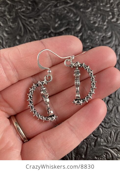 Seahorse and Star Earrings Silver Toned - #j2F68TXYR7o-3