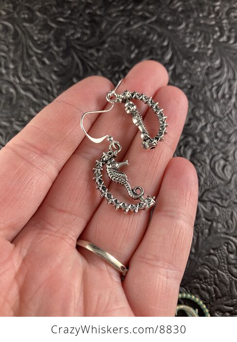 Seahorse and Star Earrings Silver Toned - #j2F68TXYR7o-4