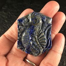 Seahorse Carved in Blue Lapis Lazuli Stone Pendant Jewelry #wI8iGJRNRRE