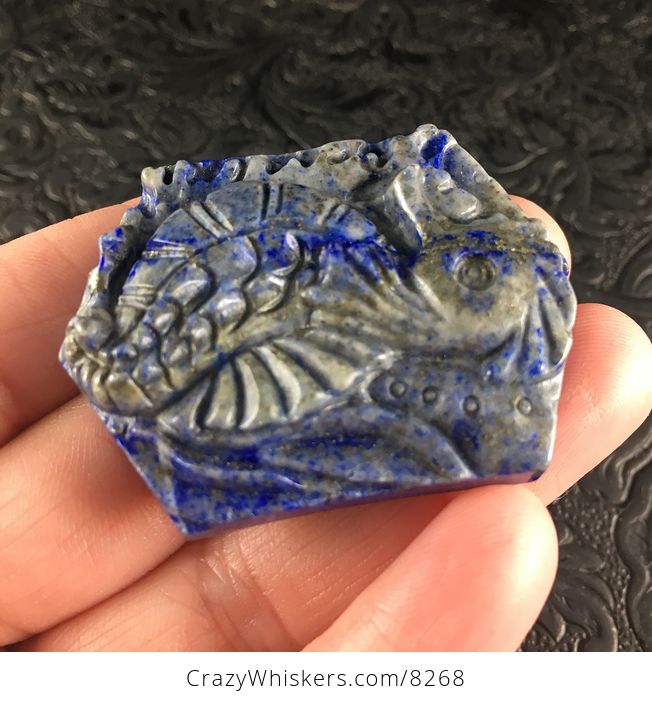 Seahorse Carved in Blue Lapis Lazuli Stone Pendant Jewelry - #wI8iGJRNRRE-3