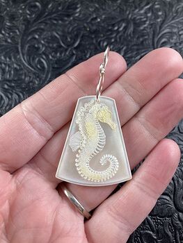 Seahorse Carved in Mother of Pearl Shell Pendant Jewelry #D0BHQOCKbHI