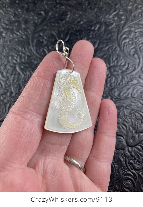 Seahorse Carved in Mother of Pearl Shell Pendant Jewelry - #D0BHQOCKbHI-4