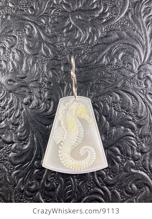 Seahorse Carved in Mother of Pearl Shell Pendant Jewelry - #D0BHQOCKbHI-5