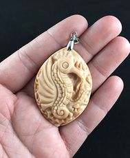 Seahorse Carved Jasper Stone Pendant Jewelry #XaRS8trhxTI