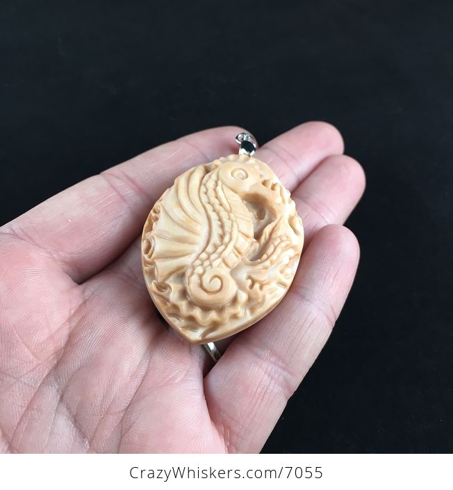 Seahorse Carved Jasper Stone Pendant Jewelry - #XaRS8trhxTI-2