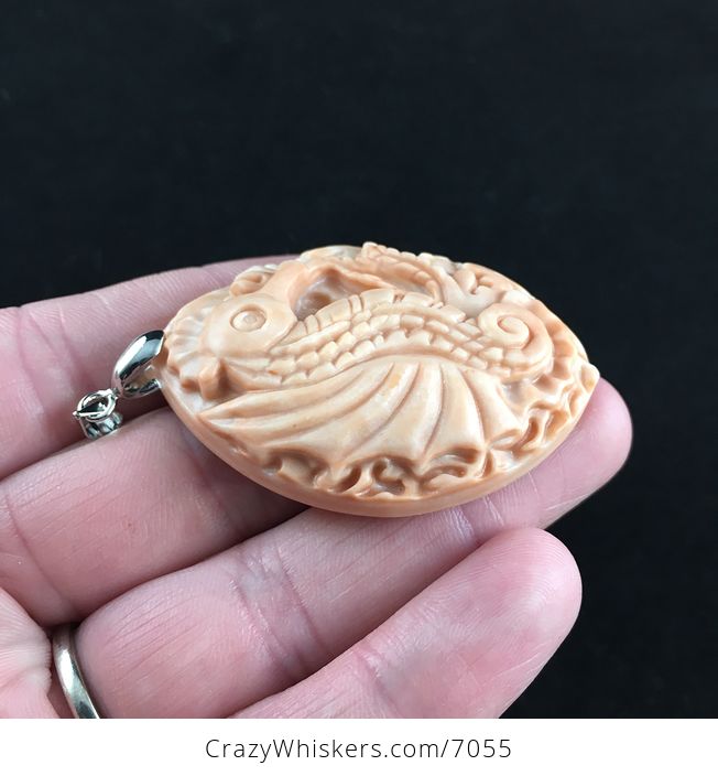 Seahorse Carved Jasper Stone Pendant Jewelry - #XaRS8trhxTI-4