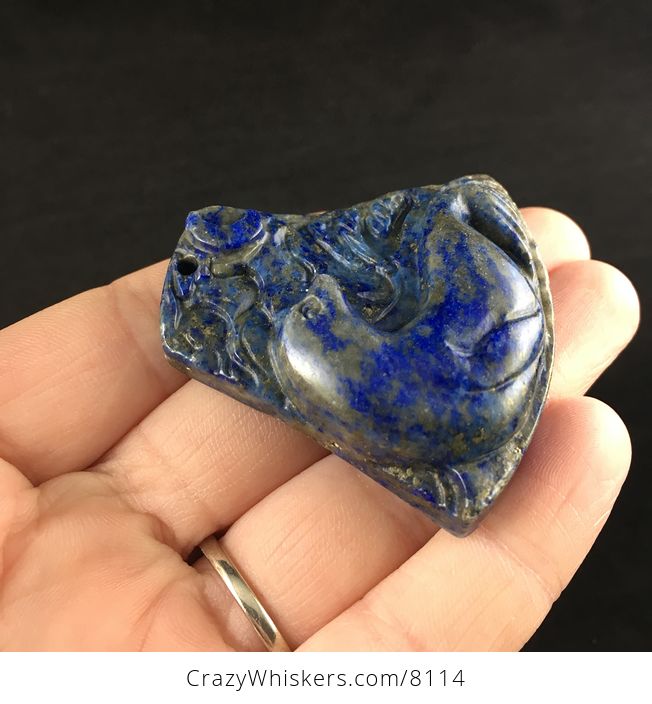 Seal Carved in Blue Lapis Lazuli Stone Pendant Jewelry - #u2xSWYS2NLo-3