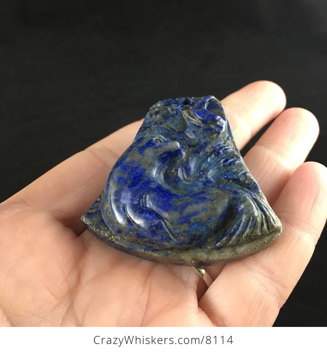 Seal Carved in Blue Lapis Lazuli Stone Pendant Jewelry - #u2xSWYS2NLo-5