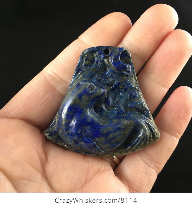 Seal Carved in Blue Lapis Lazuli Stone Pendant Jewelry - #u2xSWYS2NLo-1