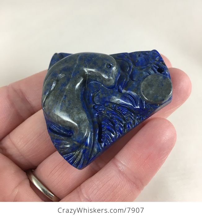 Seal Carved Lapis Lazuli Stone Pendant Jewelry - #kbQ6FHzaCsw-3