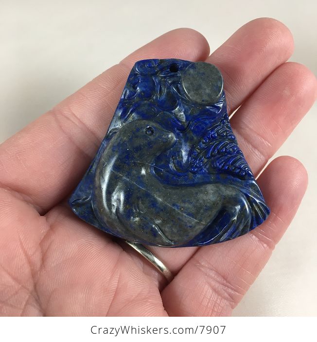 Seal Carved Lapis Lazuli Stone Pendant Jewelry - #kbQ6FHzaCsw-1