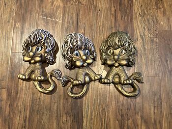Set of 3 Lion Wall Art Hangings by Universal Statuary Chicago 1970 #XEgqeNDvJsY
