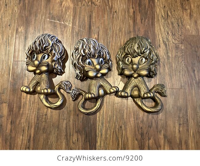 Set of 3 Lion Wall Art Hangings by Universal Statuary Chicago 1970 - #XEgqeNDvJsY-1