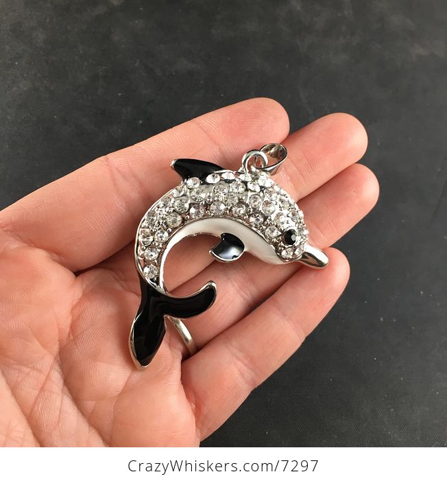 Silver Dolphin Rhinesone Jewelry Necklace Pendant - #gnNVb1EkvPQ-2