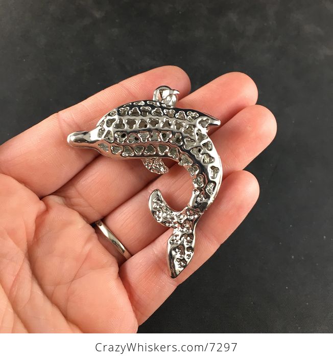 Silver Dolphin Rhinesone Jewelry Necklace Pendant - #gnNVb1EkvPQ-4