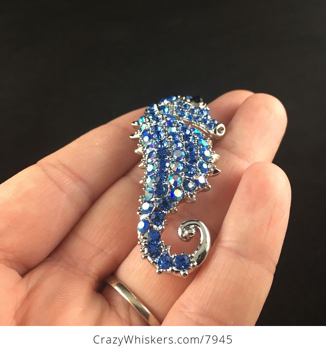Sold Stunning Blue and Silver Seahorse Pendant and Brooch Jewelry - #gWHBMp1a1LY-6