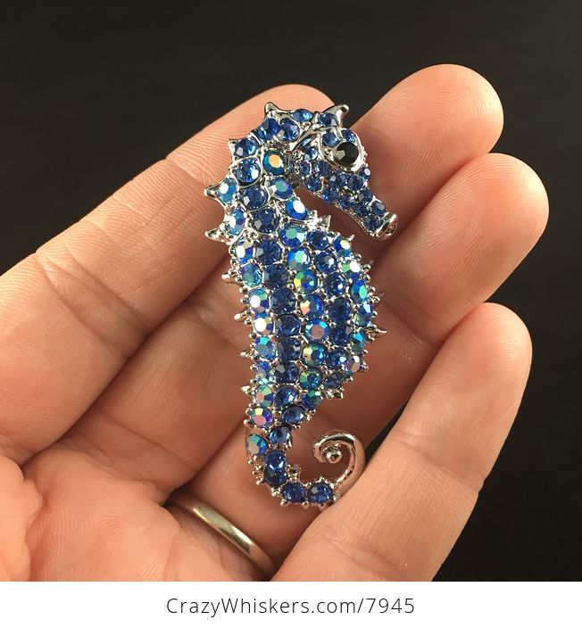 Sold Stunning Blue and Silver Seahorse Pendant and Brooch Jewelry - #gWHBMp1a1LY-1